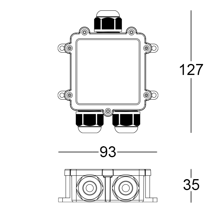 MOR685P/3VS - Scatola di connessione IP68 5Poli/3Vie<br>5 x 4 mm²